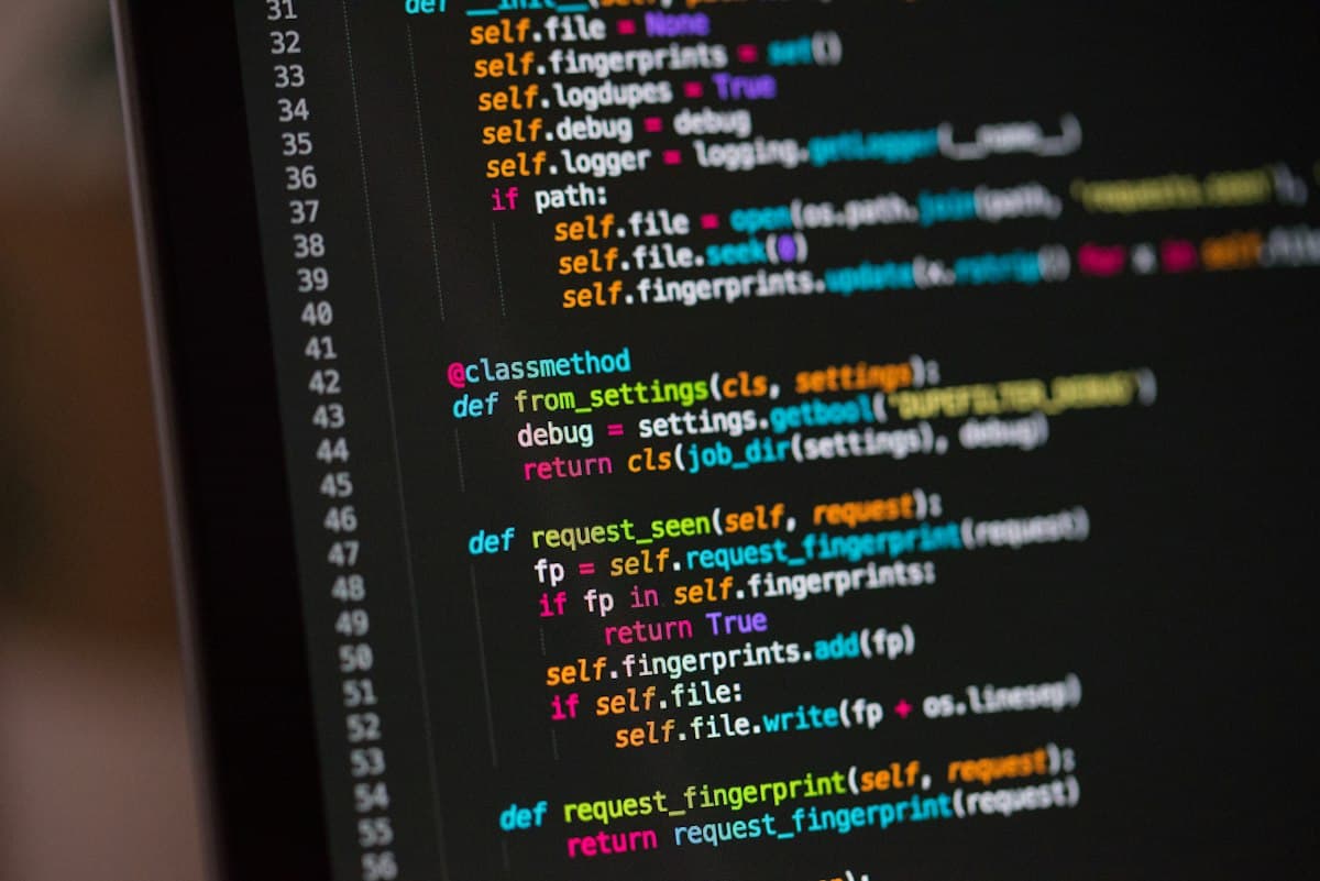 Python code on a screen